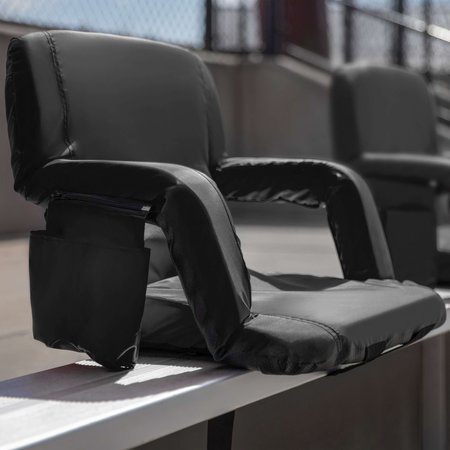 FLASH FURNITURE 2 Pack Black Padded Reclining Stadium Arm Chairs, 2PK FV-FA090-BK-2-GG
